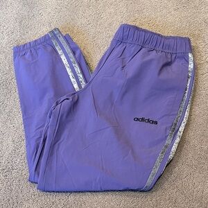 NWT Adidas Lavender Crop Joggers with Silver Stripes